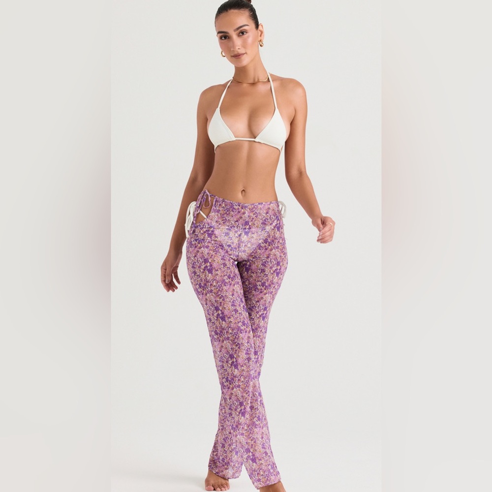 House of CB violet floral cutout trousers